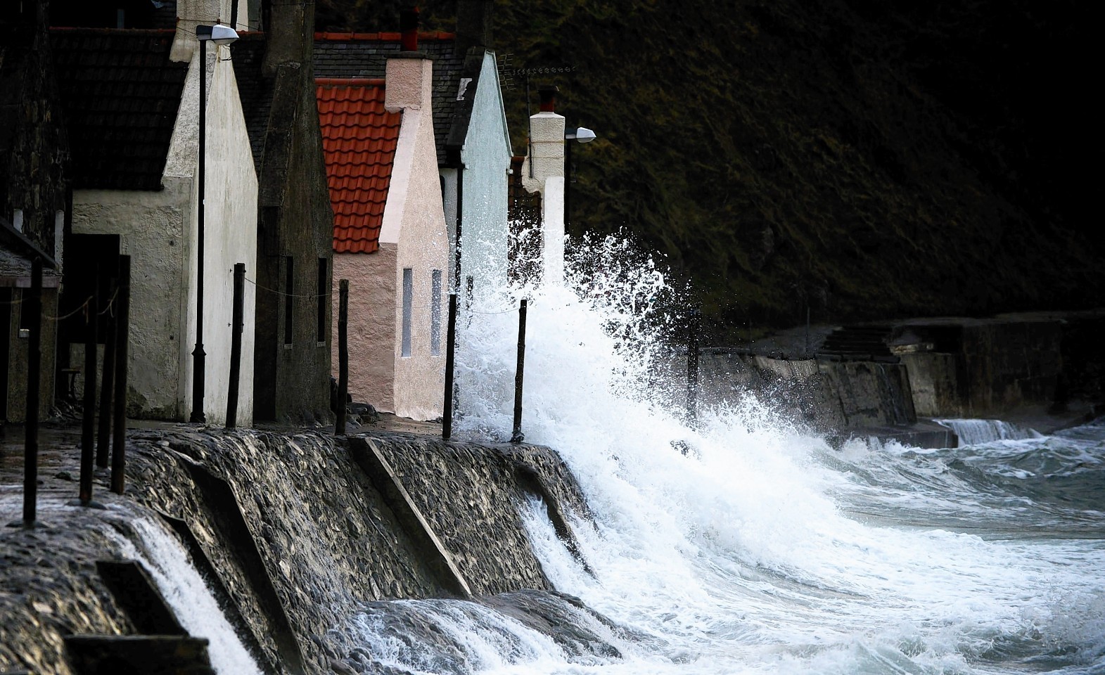 Waves at Crovie over the weekend of stormy weather 