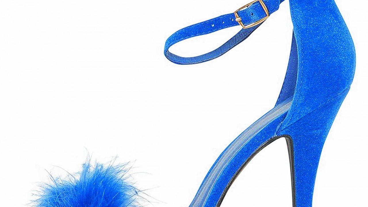 Saskia Cobalt Fluffy Strappy Heeled Sandals, £30, prettylittlething.com