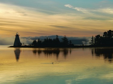 Images at dawn from the waterfront at Baddeck