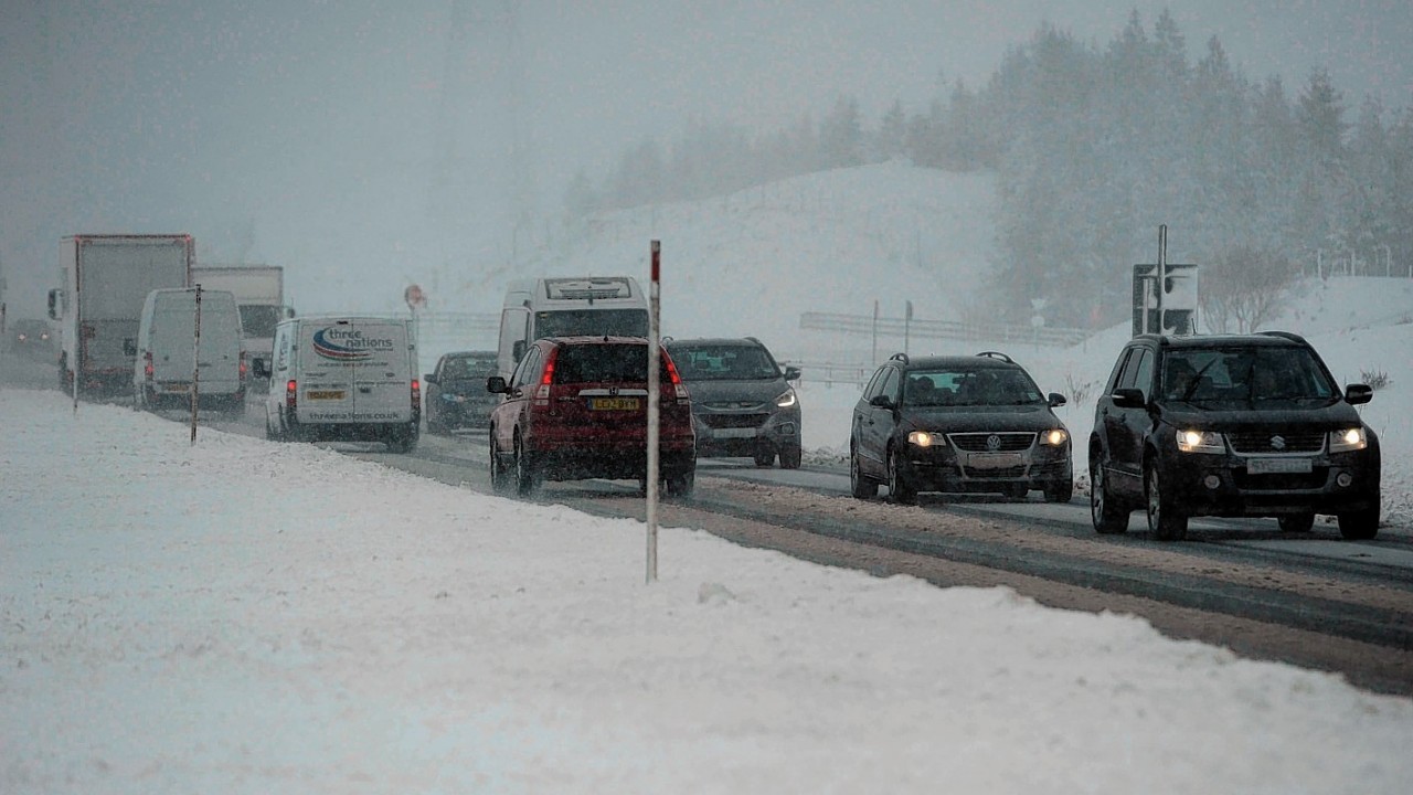 Snow is said to have swooped back into the north-east. Picture: Scottish snow earlier this year.