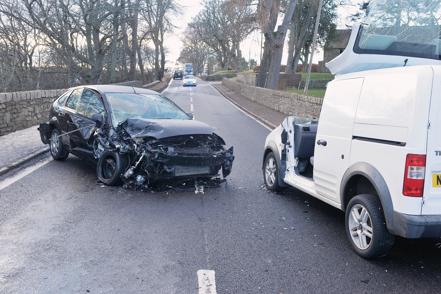 Vehicles at the scene on the A95