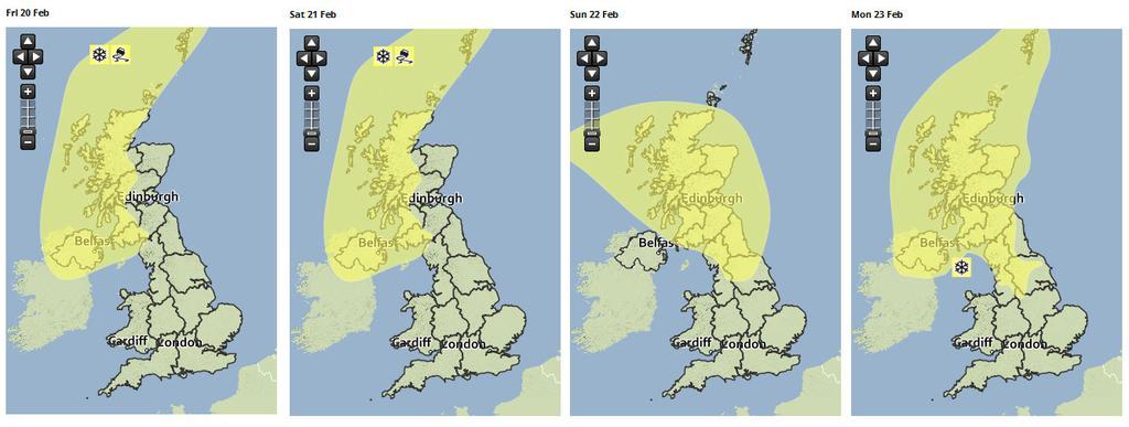 A weather warning map for Scotland