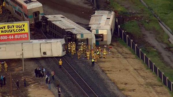 Train derails near Los Angeles, USA