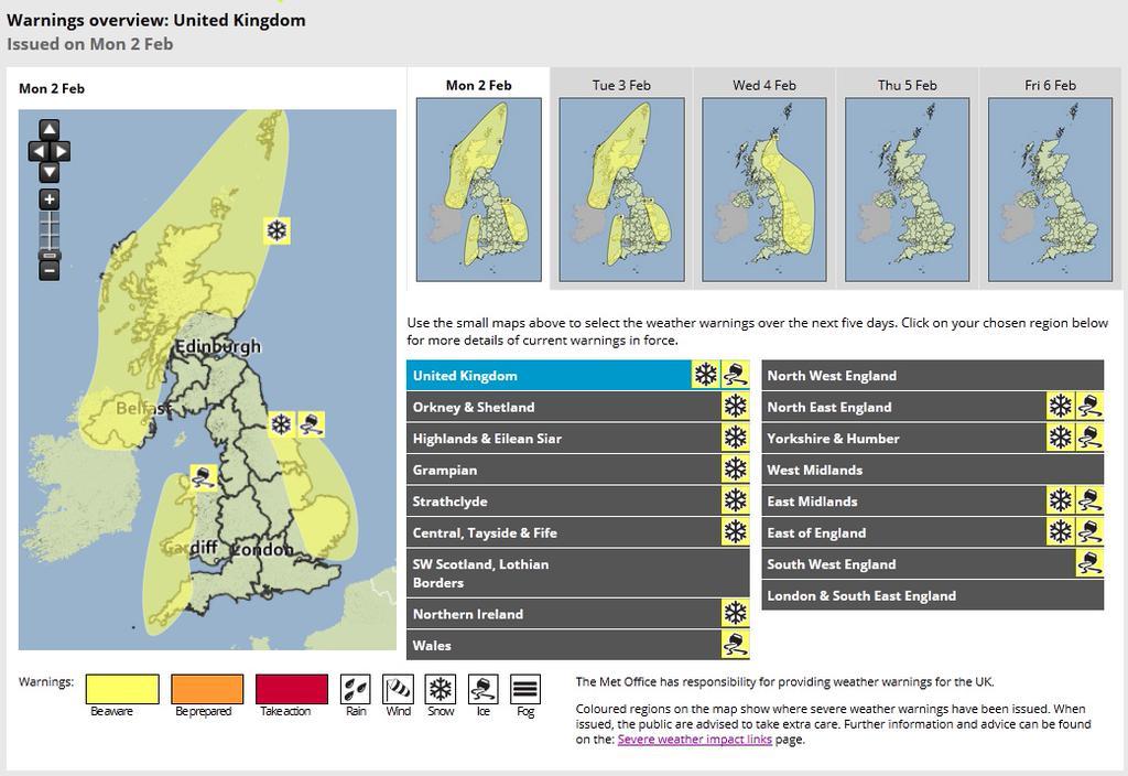 Weather warning for north-east