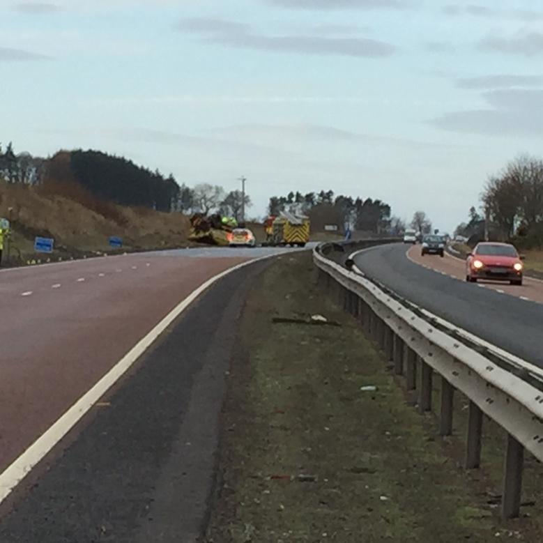 A gritter van driver died following a crash on the A90 this morning
