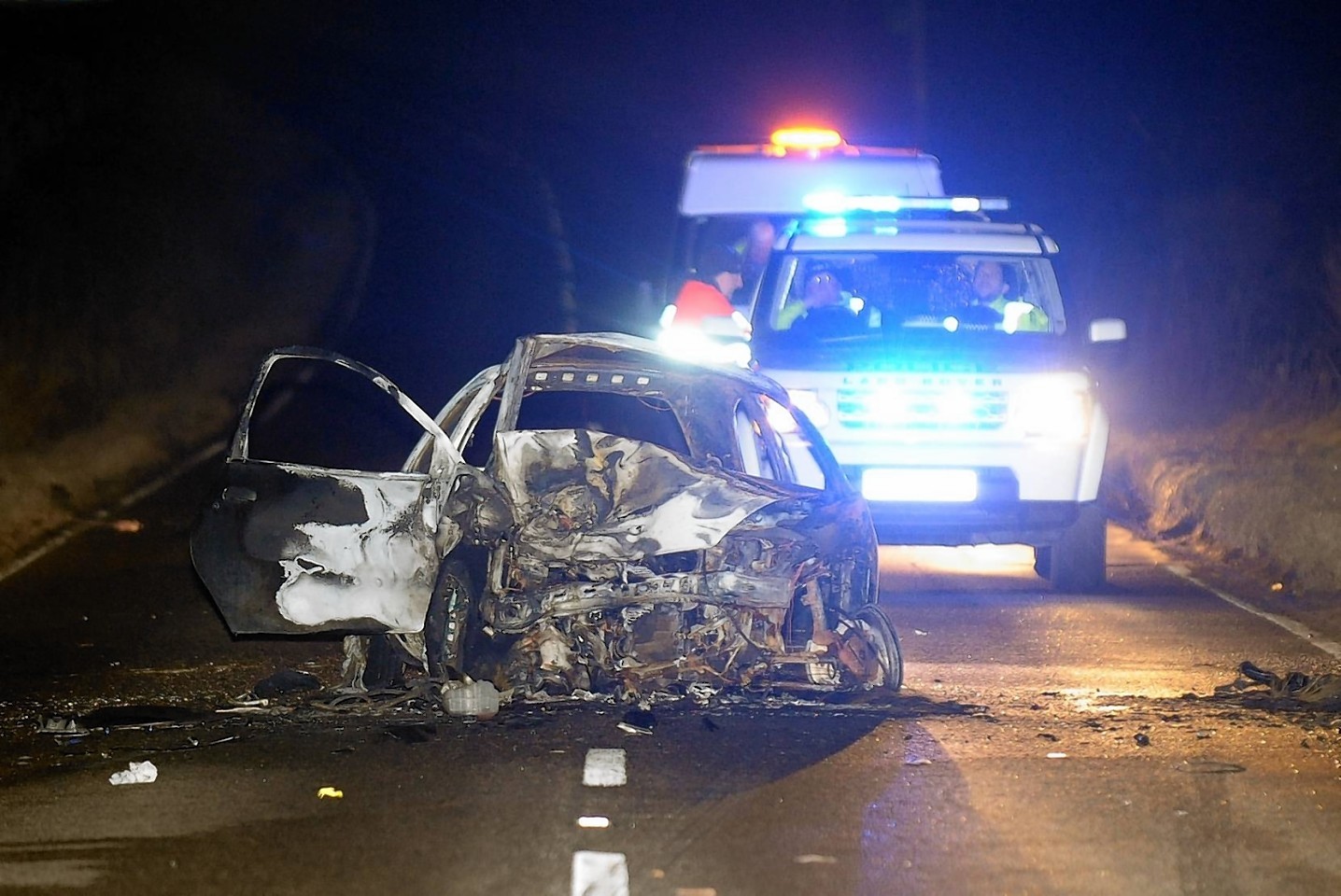The scene of the crash on the South Deeside Road last night