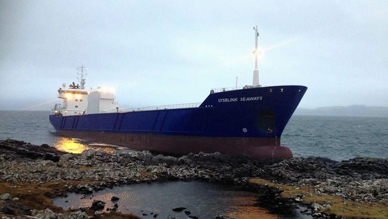The large cargo ship with nine people on board got into difficulty near Ardnamurchan Point in the West Highlands.