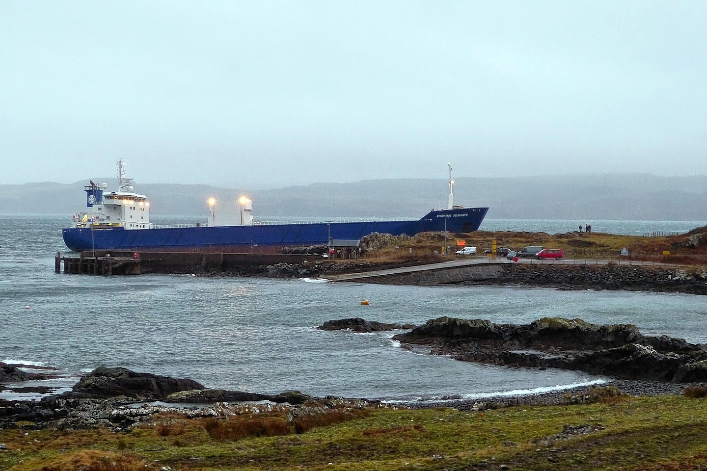 The large cargo ship with nine people on board got into difficulty near Ardnamurchan Point in the West Highlands.