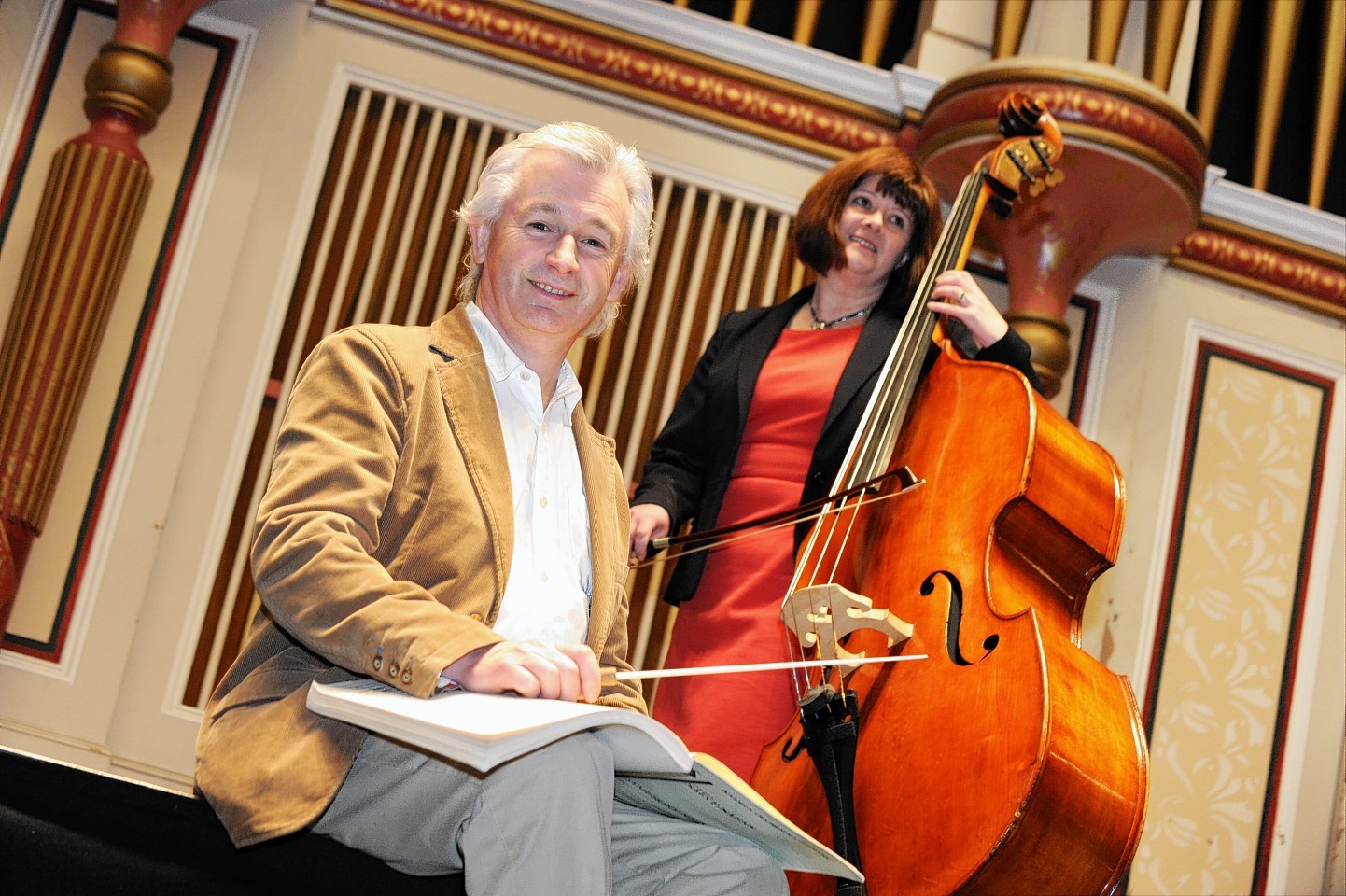 Conductor Gareth John with cancer survivor Shona Owen