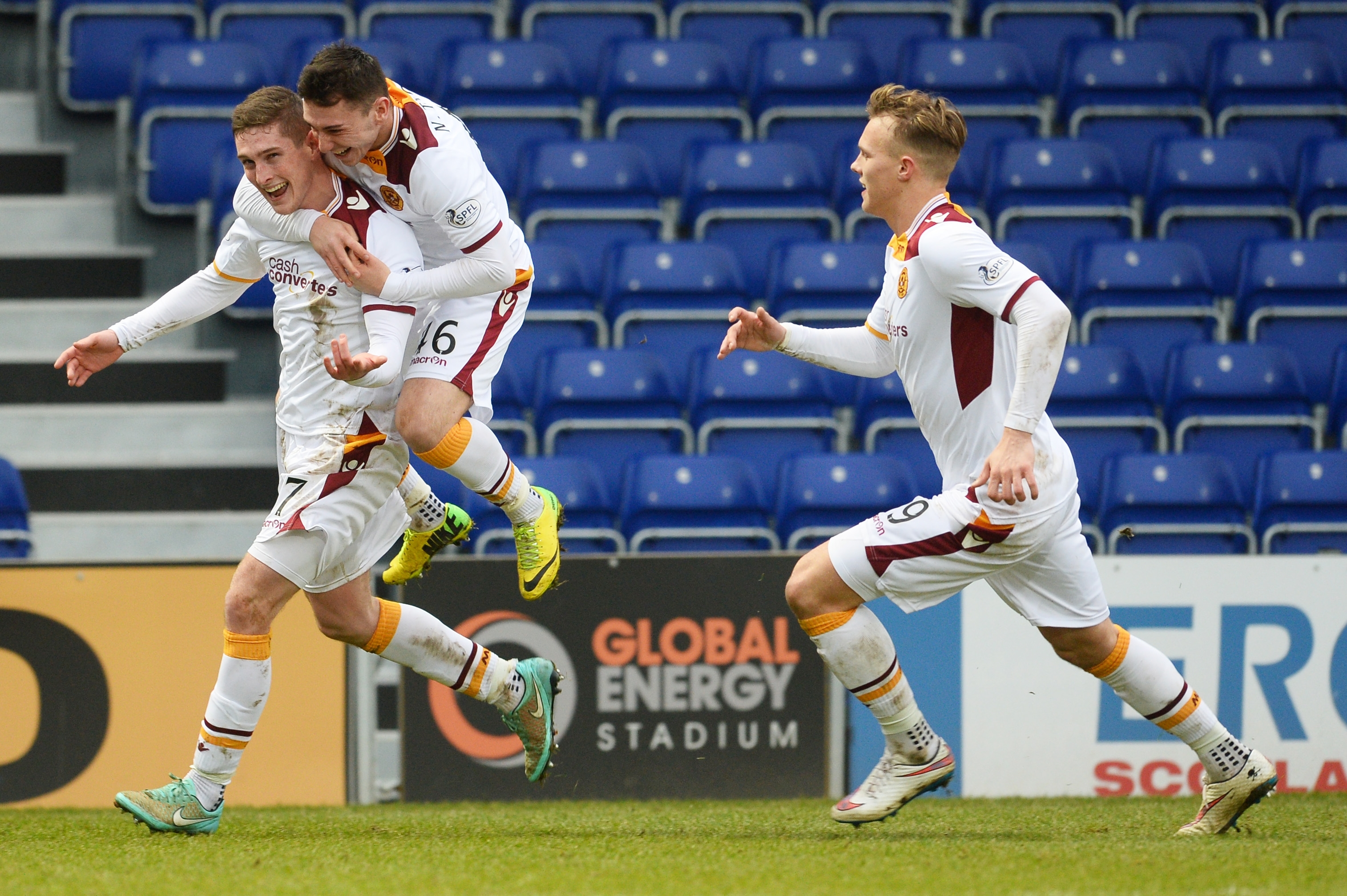 Motherwell celebrate Conor Grant's strike