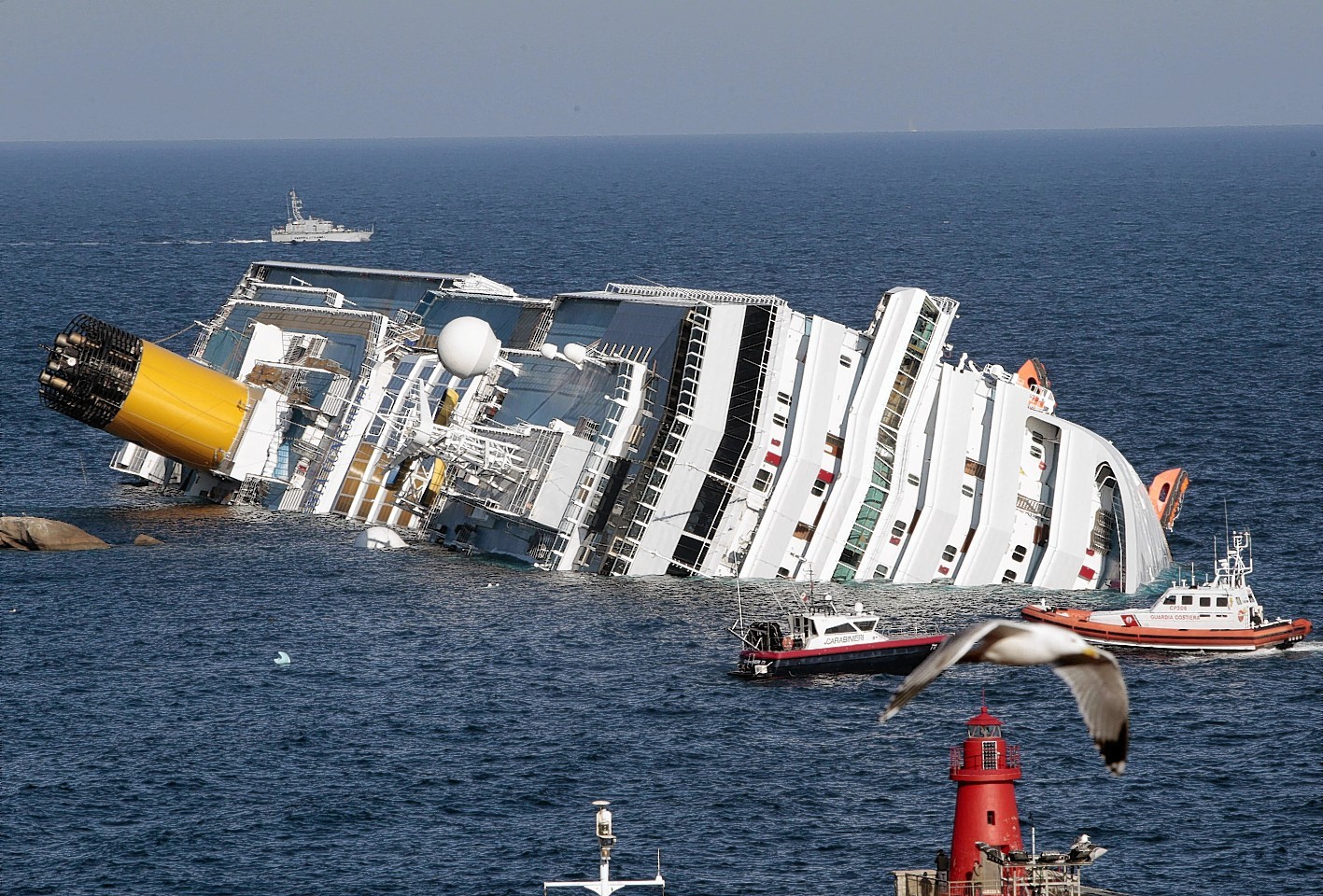 The overturned Costa Concordia