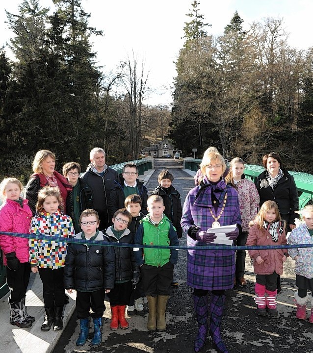 The Crathie Primary youngsters were on hand to cut the ribbon at the Balmoral Bridge