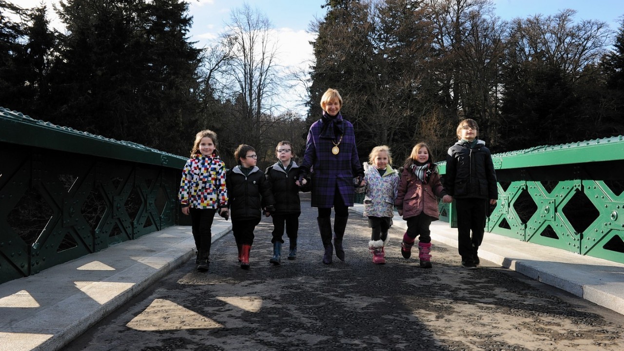 The Crathie Primary youngsters were on hand to cut the ribbon at the Balmoral Bridge