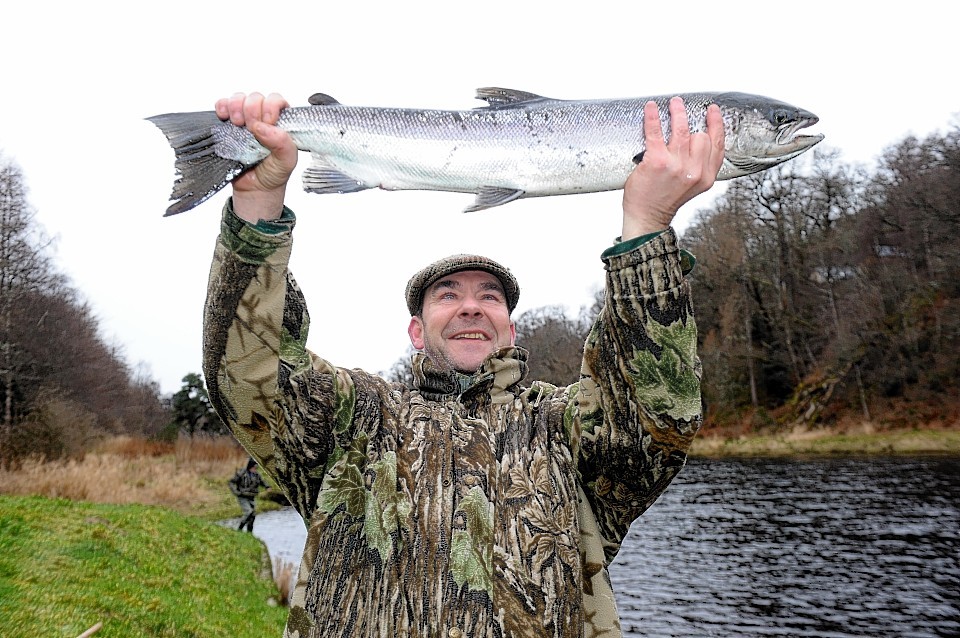 Angler David Kerr at Spey opening 2014