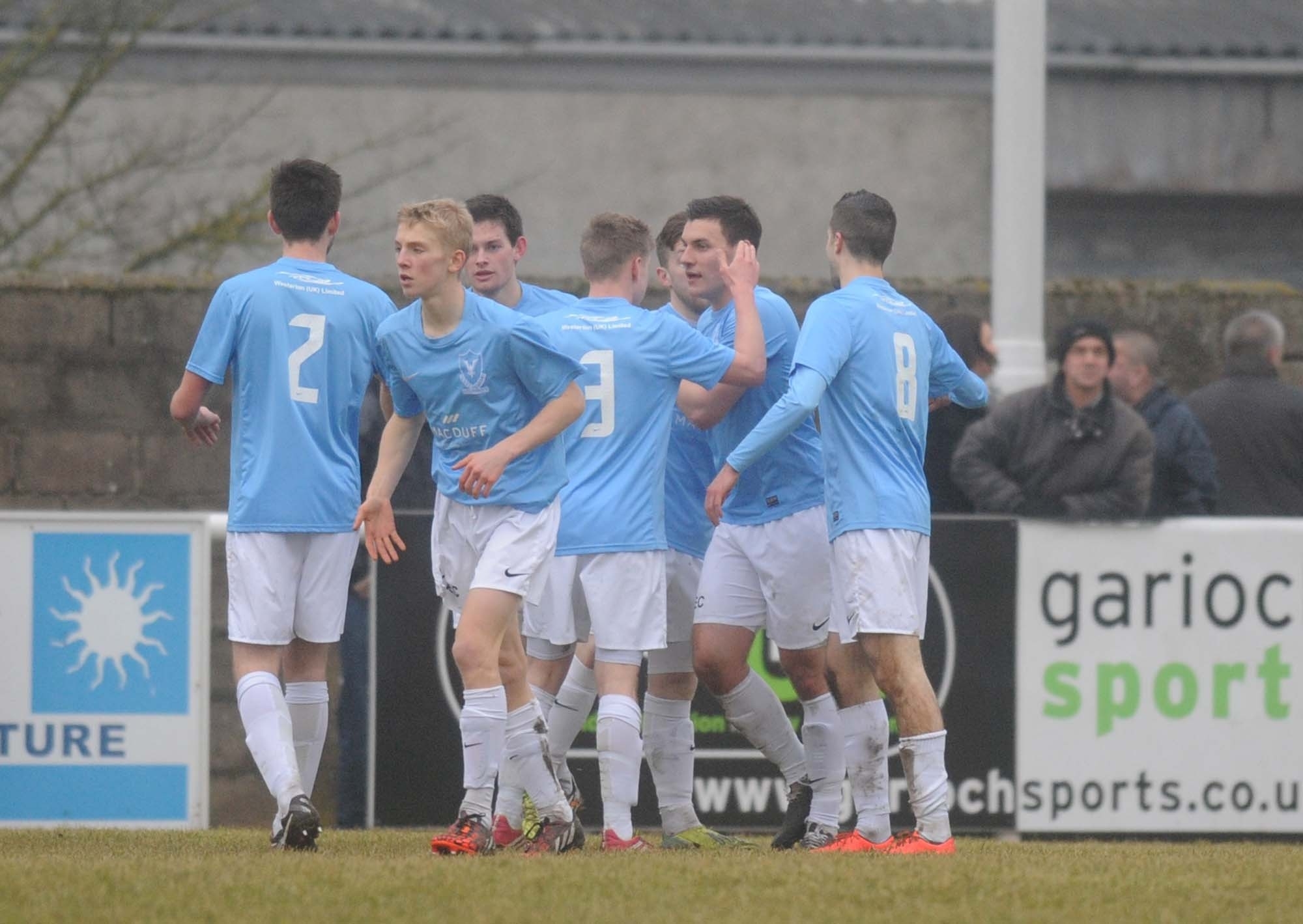 Deveronvale celebrate scoring against Inverurie this afternoon