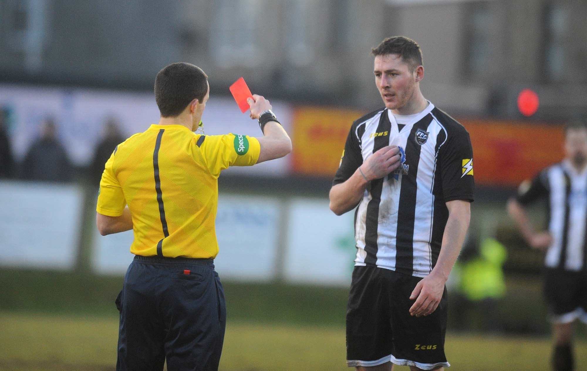 Fraserburgh's Bryan Hay was sent off after receiving two yellow cards today against Wick