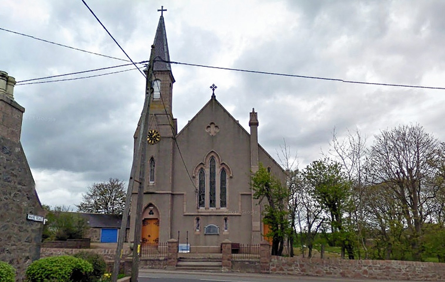 View from google showing The West Church in Hatton, Aberdeenshire. A fire at the disused West Church on Main Street in Hatton, Abderdeenshire. 35 fire fighters attended the blaze that started in the early morning. 
