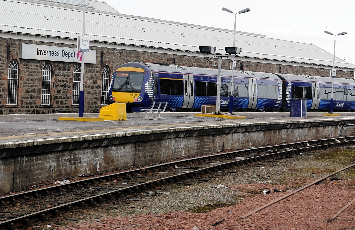 A train pulls out of Inverness station