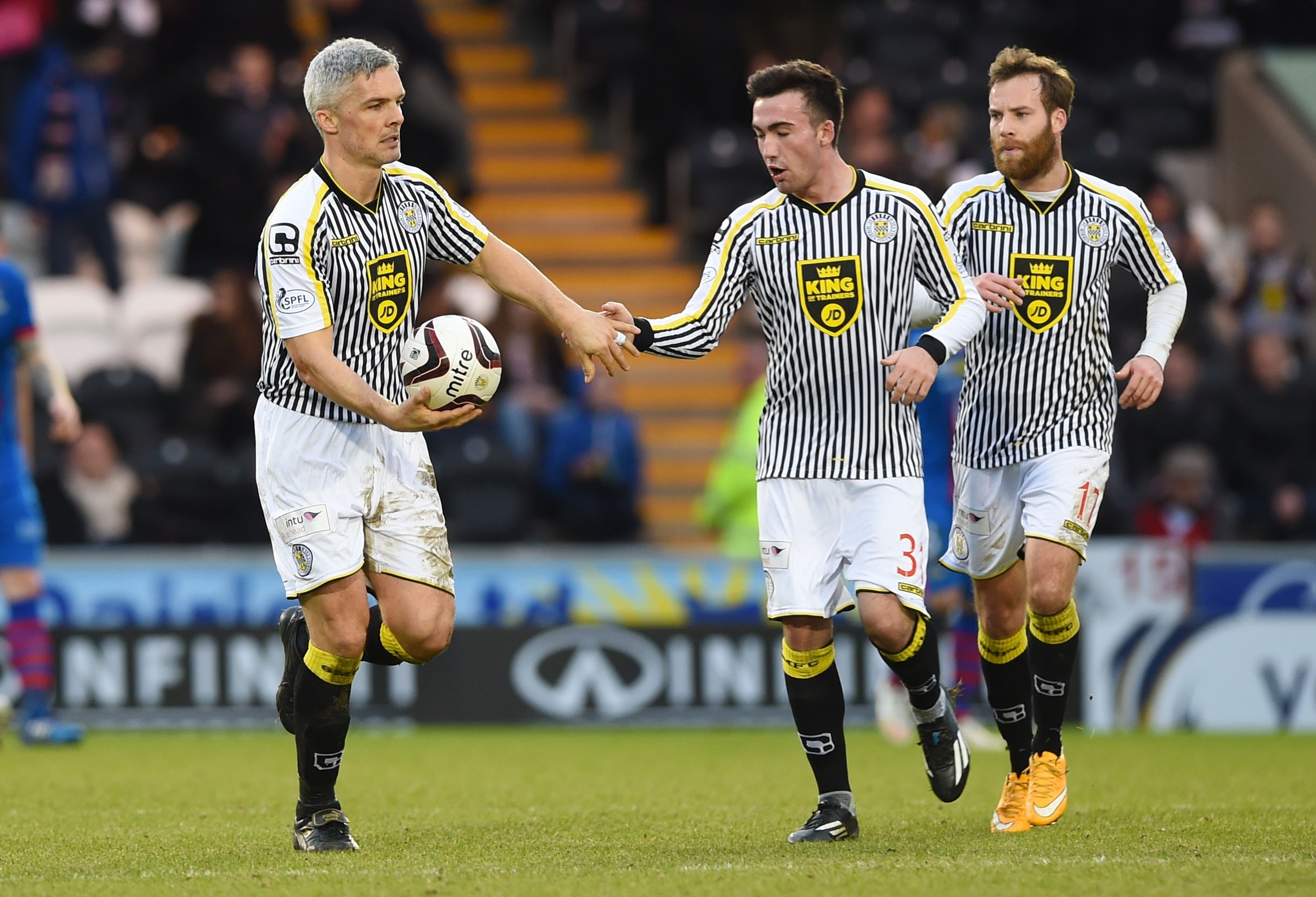 Jim Goodwin gathers the ball after netting for St Mirren