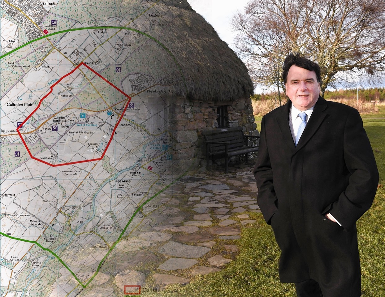 A photo montage showing Ken Gowans with the Culloden boundaries