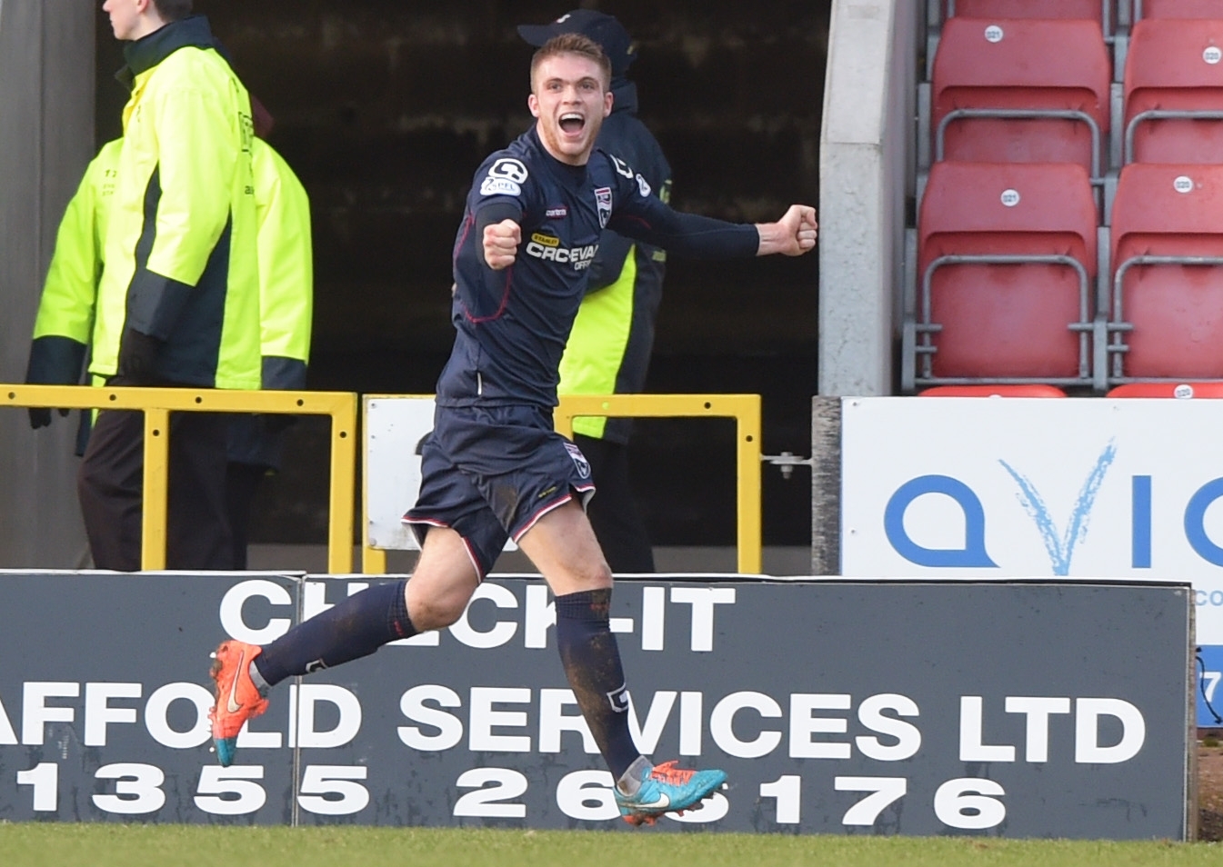 Marcus Fraser celebrates a goal earlier in the season against Partick Thistle