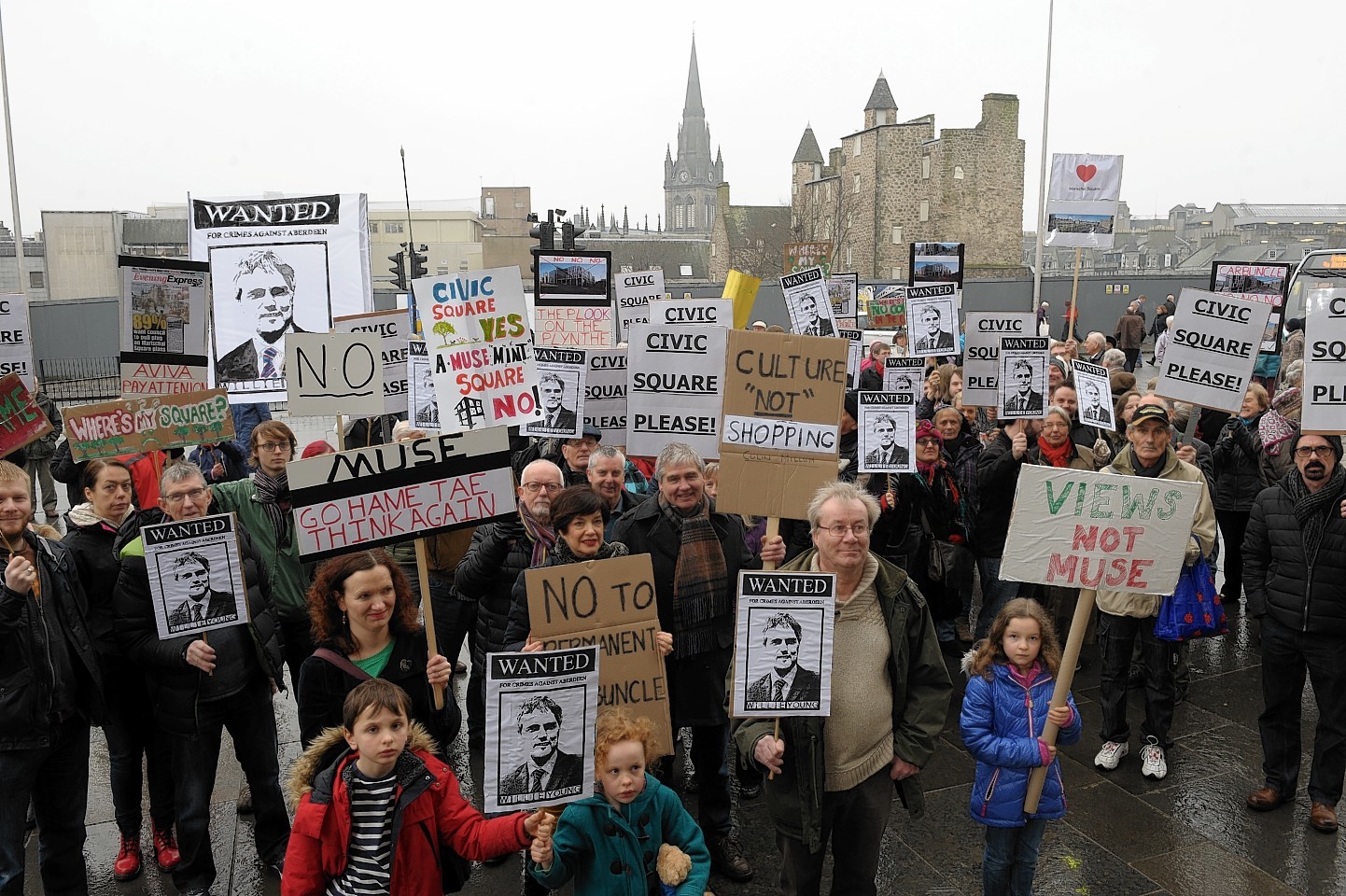 Protesters at demonstration against Marischal Square scheme