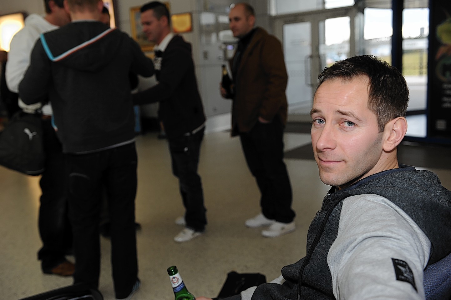 Bridegroom Mark Sanderson after his stag do  flight was cancelled at Inverness Airport