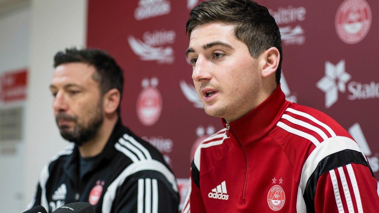 Kenny McLean at a Dons press conference