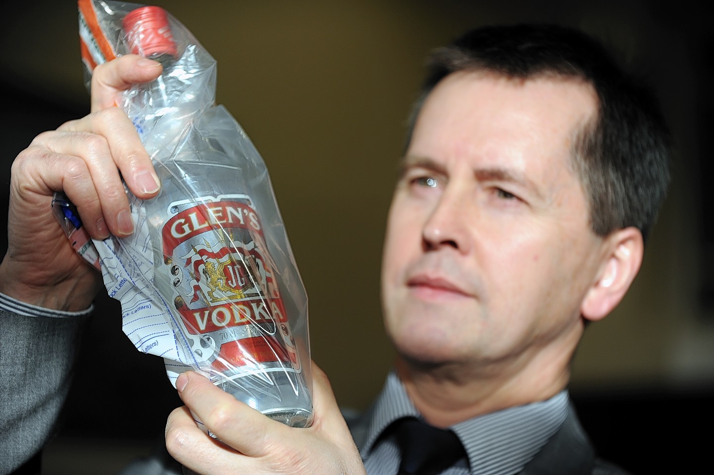 One of the seized fake bottles of Glen's Vodka