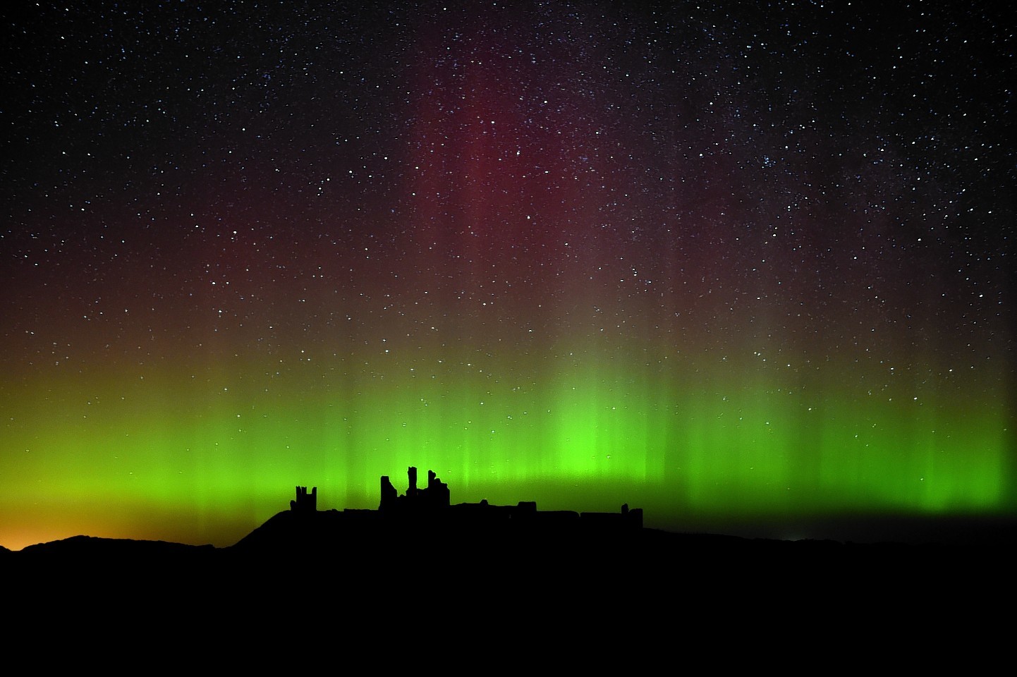 Northern Lights over Northumberland, England