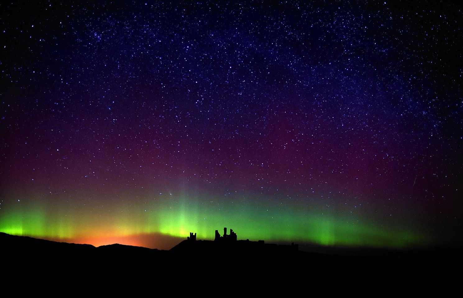 Northern Lights over Northumberland, England