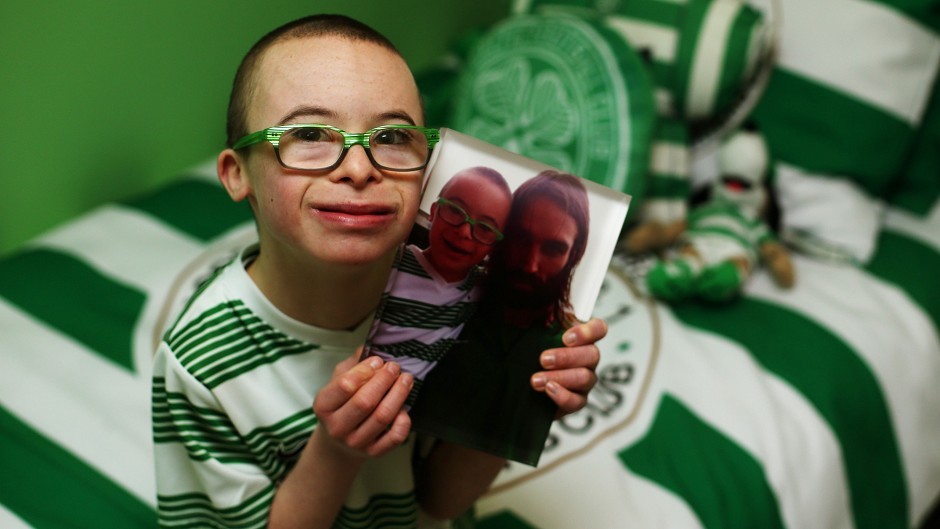 11-year-old Celtic fan Jay Beatty, who won Scottish football's goal of the month award
