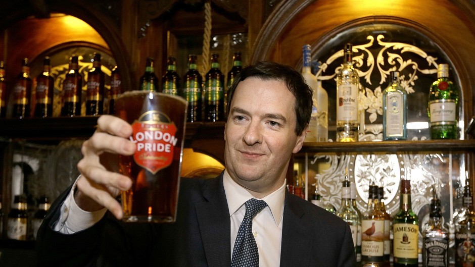 Chancellor George Osborne enjoying a pint.  Fact 7: Egyptian Pyramid workers were paid with beer: 1 gallon (4L) per day