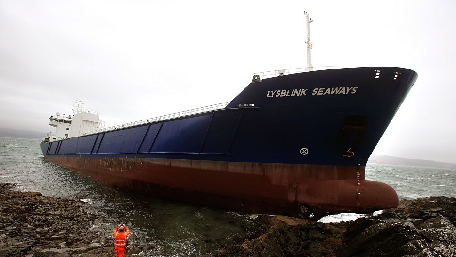 The Lysblink Seaways ran aground at Kilchoan, West Ardnamurchan, in the West Highlands