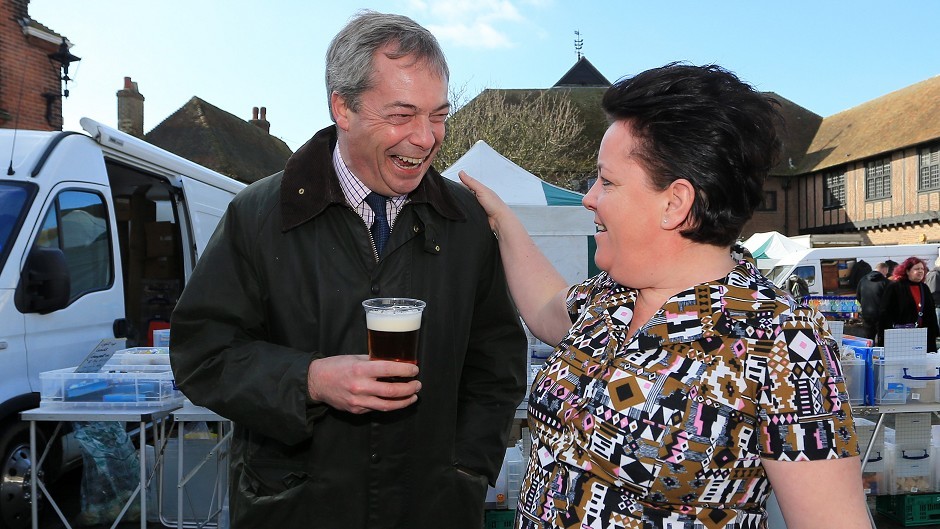 Ukip leader Nigel Farage receives a Whitstable Bay beer... Fact 4: Legend has it that about 0.7 percent of the world's population is drunk at any given time.
