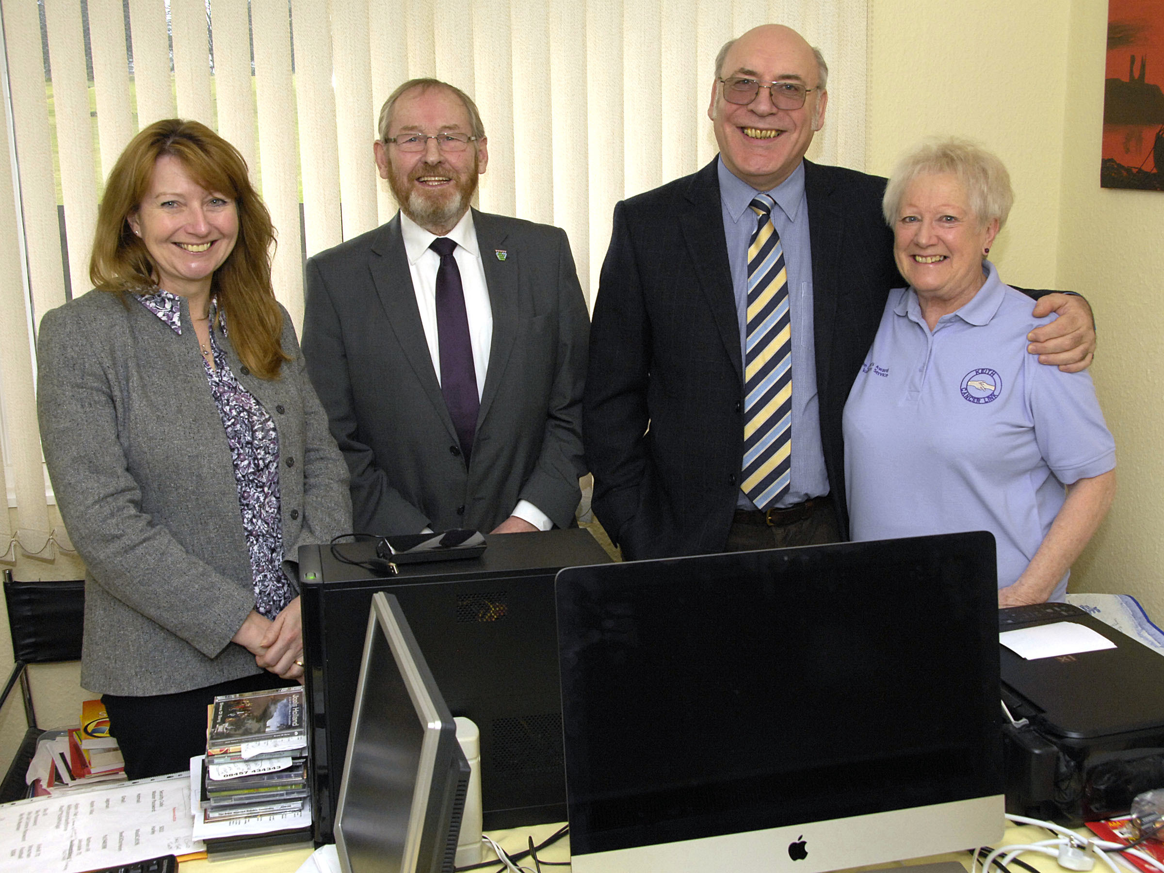L-R: Keith Cancer Link, Rosemary Pannell, Councillor Ron Shepherd, Councillor Stewart Cree and Adeline Reid.