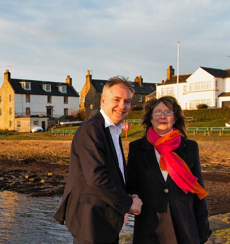 Richard Lochhead with Christine Hunt Director of Findhorn Village Conservation Company