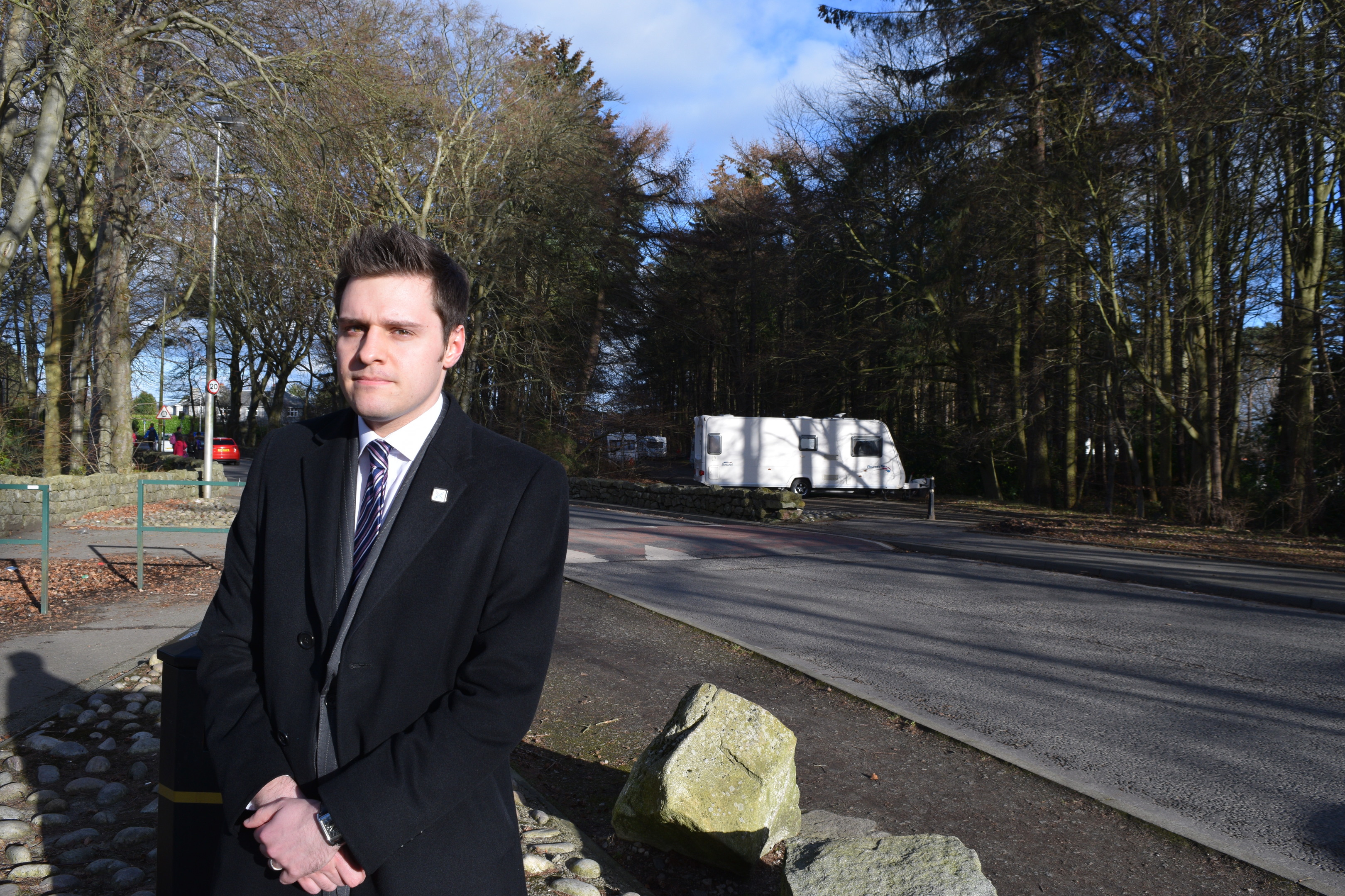 Councillor Ross Thomson at the camp 