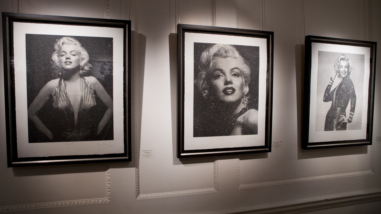 Three of the prints on display at Castle Fine Art in Mayfair, London