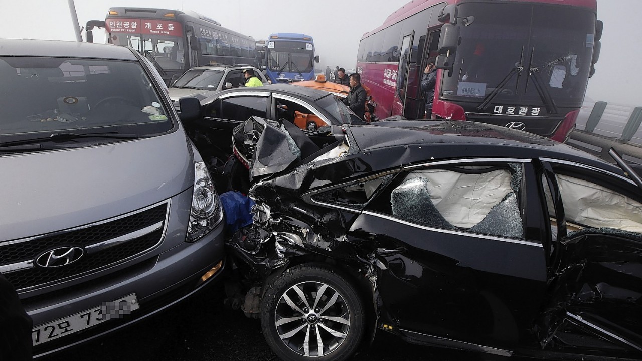 South Korea traffic pile-up