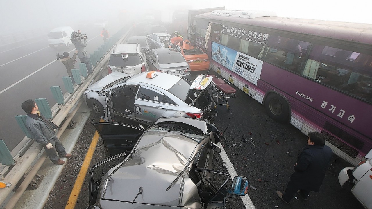 South Korea traffic pile-up