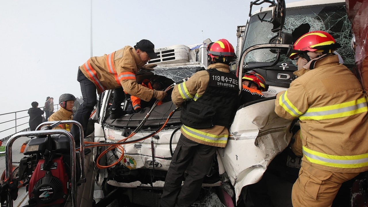 South Korea traffic pile-up