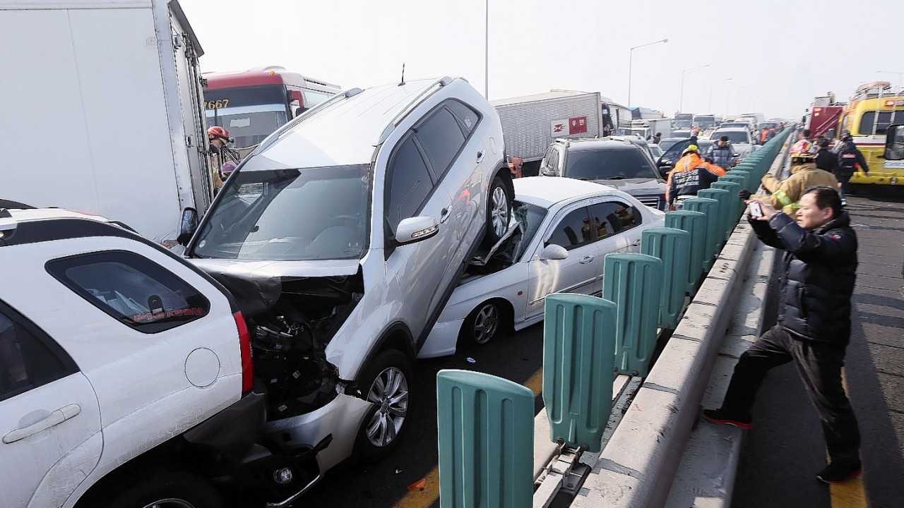 South Korea traffic pile-up