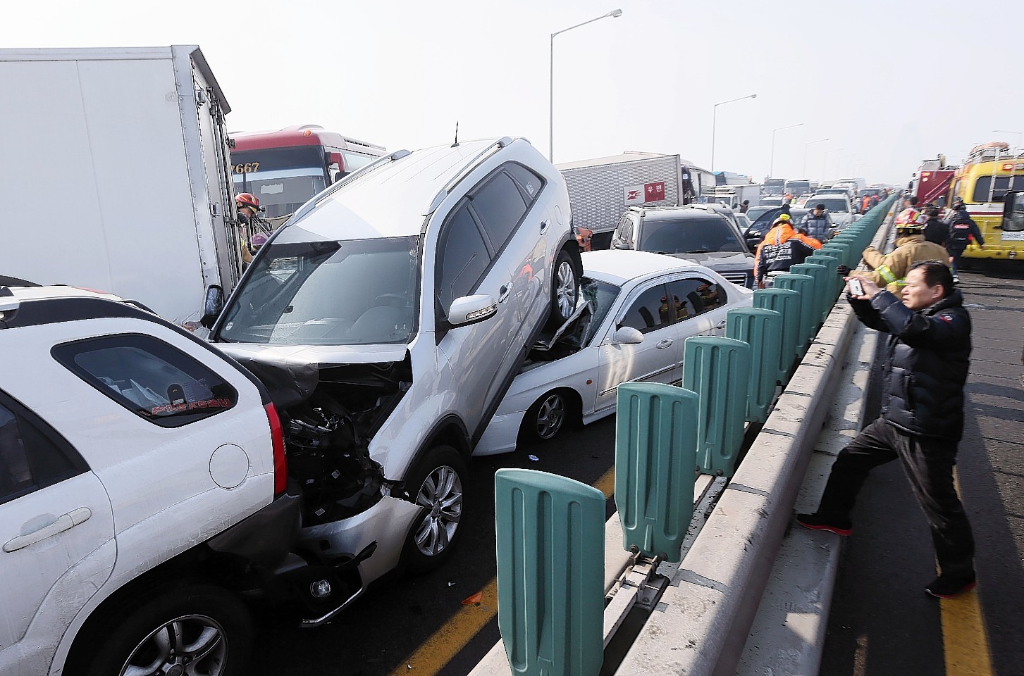 South Korea traffic pile-up