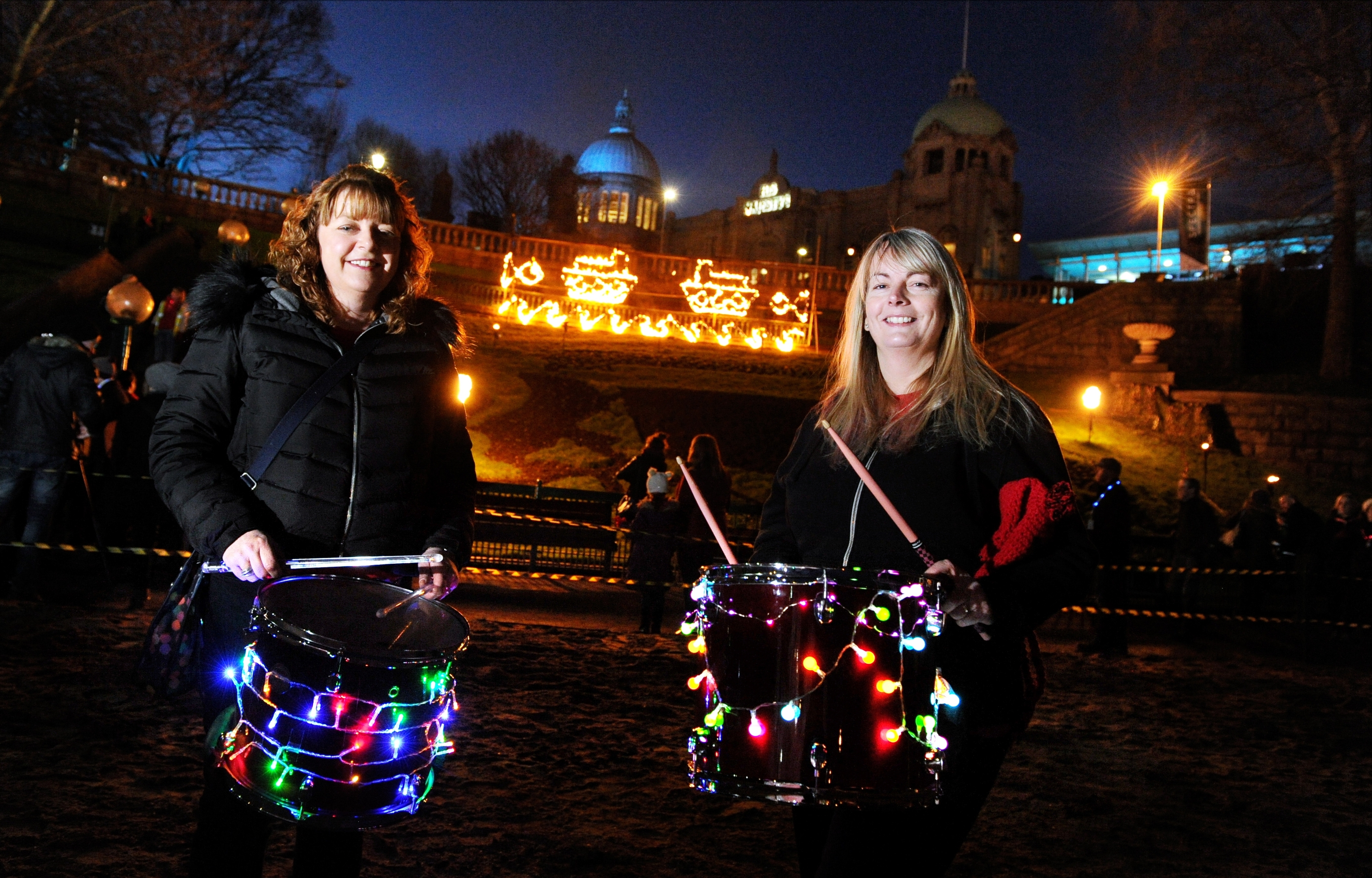 Carmen Murison and Julie Cleverdon performing in Union Terrace Gardens as part of last year's Spectra. (Picture: Kevin Emslie)