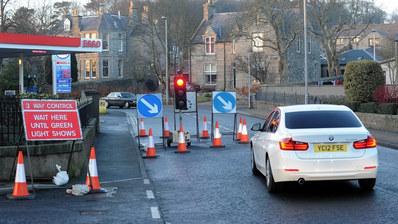 The roadworks on Station Road in Ellon