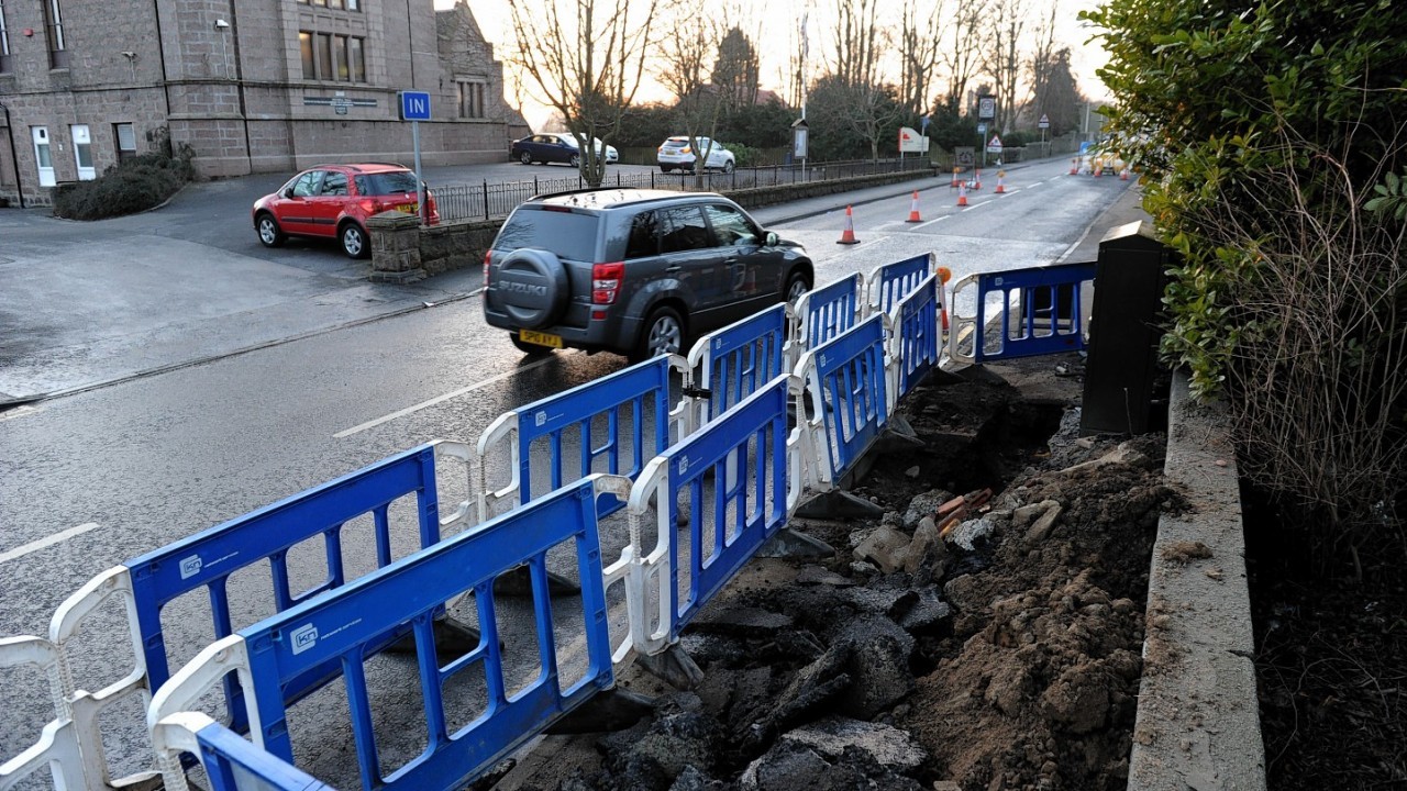 The roadworks on Station Road in Ellon