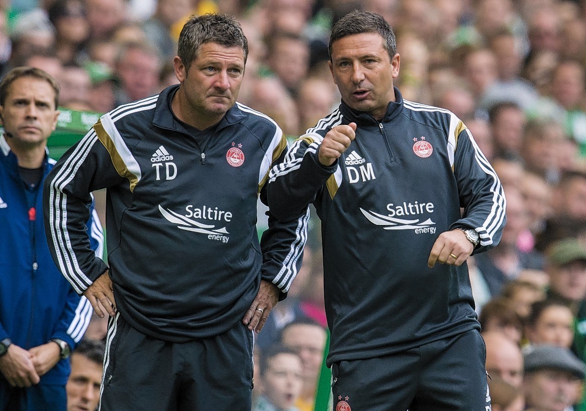 Derek McInnes with assitant Tony Docherty at Parkhead