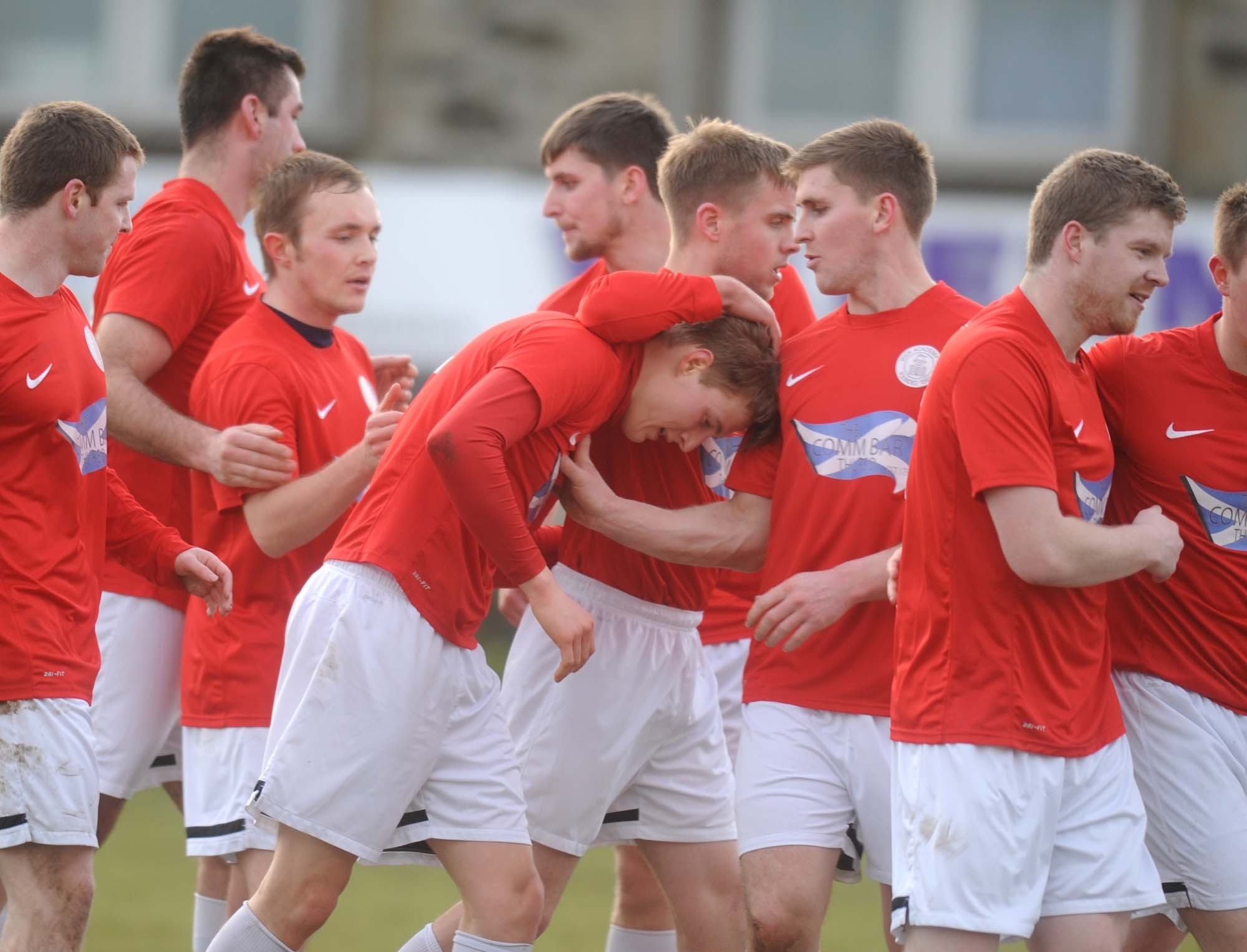 Wick Academy celebrate their opening goal this afternoon