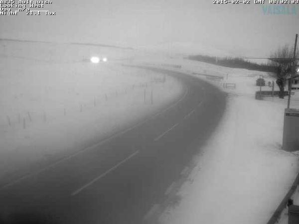 Fog and snow on the A835 near Altguish